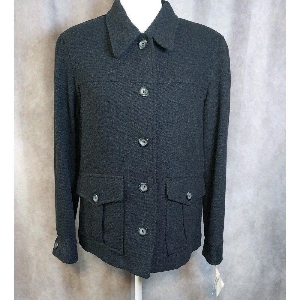 Liz Claiborne Lizsport Womens Charcoal Black Utility Cargo Jacket Vintage NWT
